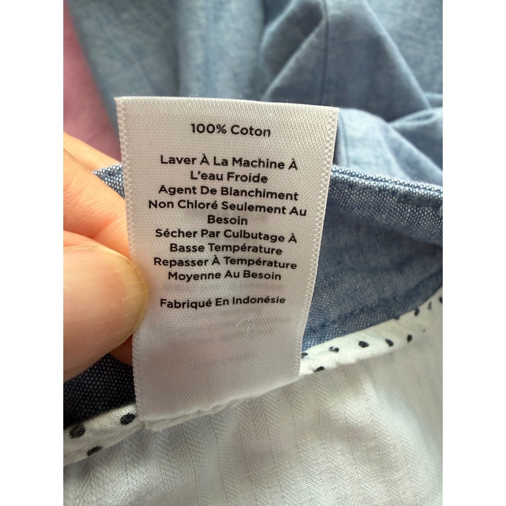 Talbots Perfect Crop Pants 10P Blue Cotton Chambray Button Hem Petite Trousers - Picture 6 of 9